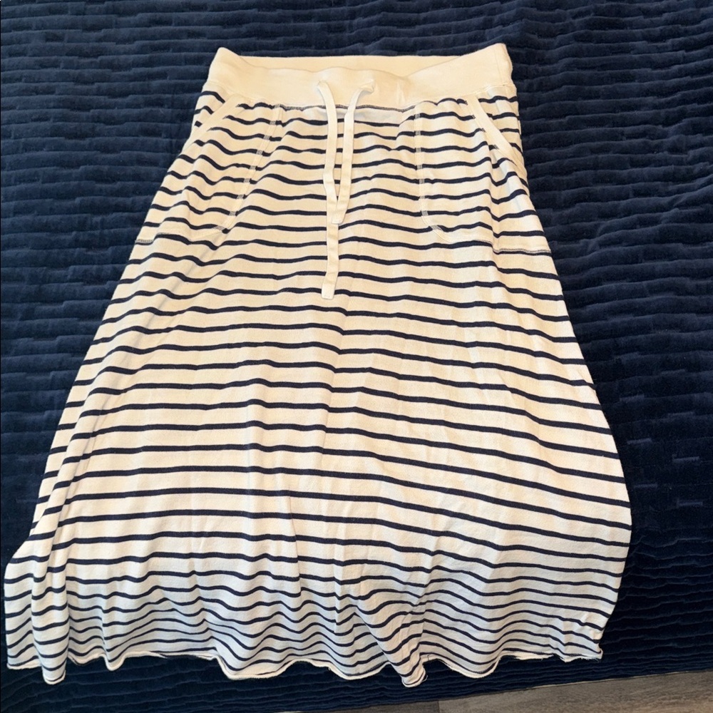 Navy and White Striped A-Line Skirt